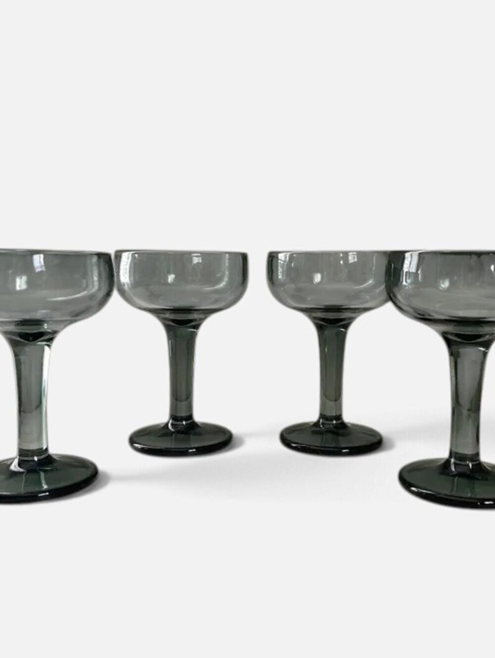 Vintage Set Green Coupe Cocktail Glasses |  Mid Century Retro Barware